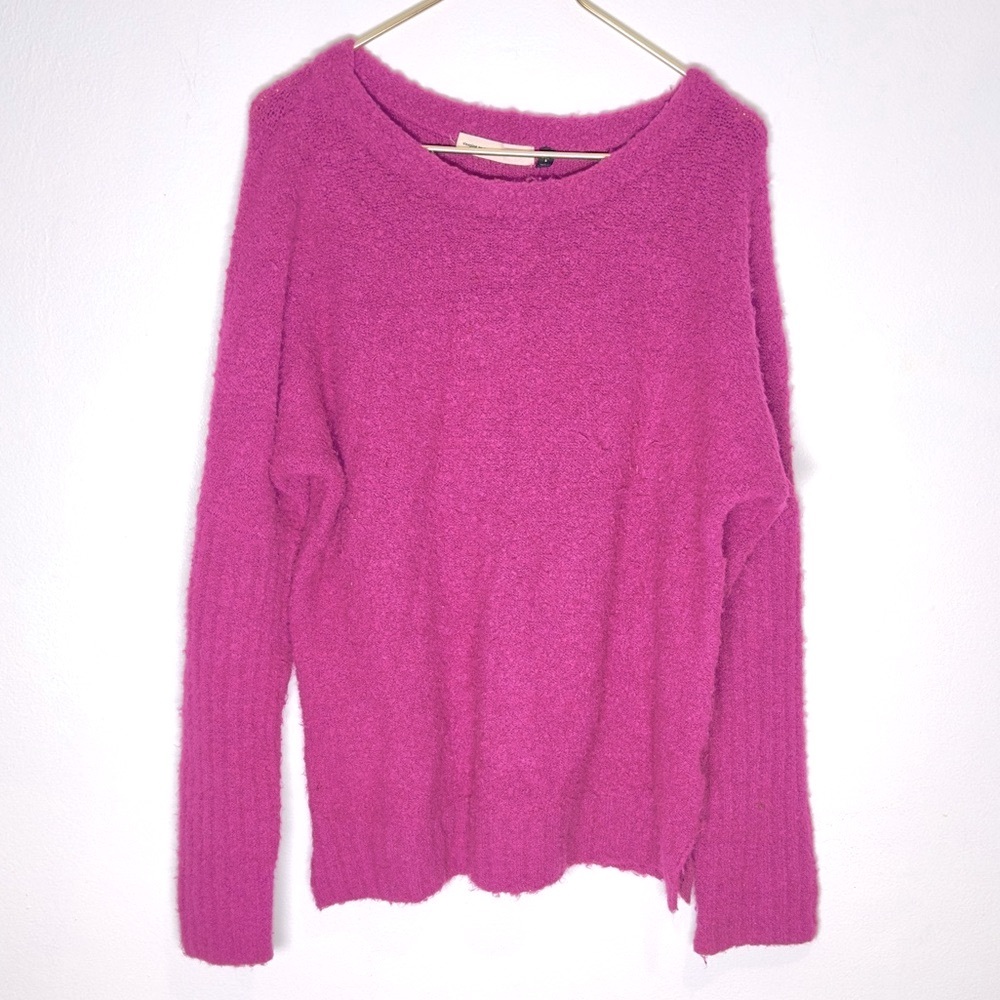 Anthro sleeping on snow lavinia alpaca merino wool sweater pink fuchsia small